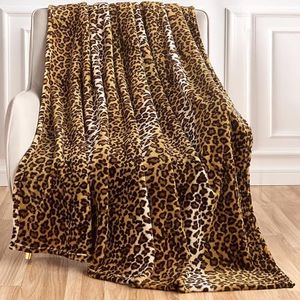 Edenleaf Leopard Print Blanket Fleece Throw Blanket for Bed Sofa Travel and Camping, Super Soft Cozy Fluffy Plush Blanket, Cheetah Print Blanket for All Seasons(50”×60”)