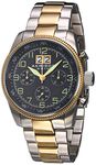 Akribos XXIV Men's AK862TTG Round Black Dial Chronograph Quartz Two Tone Bracelet Watch