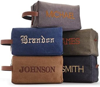 Embroidered - Handcrafted Personalized Toiletry Bag for Men Custom w/Name - 5 Canvas & 8 Thread Color - Gifts for Men