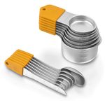 Magnetic Measuring Cups and Spoons 14 Set, 7 Pieces Stainless Steel Nesting Measuring Cups, 7 Stackable Teaspoons for Kitchen Dry and Liquid Ingredients (Yellow)