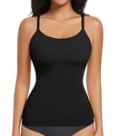 ONEW Shapewear Tank Tops for Women Tummy Control Scoop Neck Compression Camisole Tops Seamless Slimming Body Shaper,Black,Medium