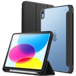 JETech Matte Case for iPad 10 (10.9-Inch, 2022 Model, 10th Generation) with Pencil Holder, Frosted Translucent Back Slim Stand Protective Tablet Cover (Black)