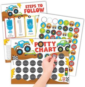 Hadley Designs Truck Potty Training Chart for Toddlers Boys - Sticker Chart for Kids Potty Training Chart for Toddlers Boys, Potty Sticker Chart for Toddlers Boy, Potty Rewards