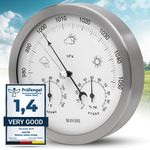 MAVORI® 3in1 Weather Station Analog - Barometer, Hygrometer & Thermometer for Indoor - Ø 13,5cm Stainless Steel Frame with Acrylic Glass - Great Barometers for Home - Barometric Pressure Gauge