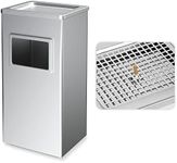 BEAMNOVA Trash Can Indoor Outdoor Metal Stainless Steel Commercial Garbage Can Industrial Garbage Enclosure Inside Cabinet with Lid Waste Container, Color Metallic, 31*25*61 cm / 12.2*9.8*24 in