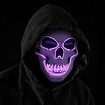 Halloween Mask LED Light up Costumes Scary Mask for Party Supplies Favor (Purple)