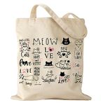 Miss Adola Tote Bag for Women Girls Aesthetic Canvas Tote Bag Inspired Gift Reusable Casual Bag for Work Shopping Travel, Cartoon Cat