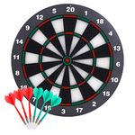 Theefun Safety Dart Board Set -16 Inch Rubber Dartboard Game with 6 Soft Tip Darts for Men Women, Party, Office Family Leisure Sport