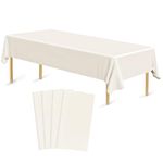 Bouiexye 4 Pack Disposable Table Cloth Ivory Plastic Tablecloth 54 x 108 Inch Rectangular Tablecloths for Indoor Outdoor Party Birthdays Weddings Christmas Anniversary Buffet Table