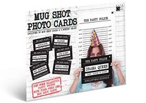 30 Mug Shot Photo Booth Set - Funny Hen Stag Birthday Party Signs - Includes Back Drop