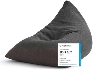 Lumaland Gaming Sitzsack & Bodenkissen | XXL Beanbag in Triangle Form | 150x100x100cm & 370l Volumen | Waschbarer & Robuster Bezug | Ideal als Sessel & Sofa verwendbar | Leichtes [Dunkelgrau]
