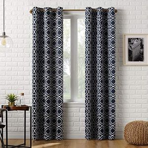 Sun Zero Barnett Trellis Blackout Grommet Curtain Panel, 40" x 95", Navy Blue