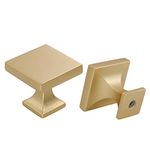 homdiy 10 Pack Gold Cabinet Knobs Brushed Brass Dresser Drawer Knobs - HD6785BB Brushed Brass Cabinet knobs Mordern Door Knobs Kitchen Cabinet Hardware Knobs for Bathroom Cabinets