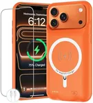 Battery Case for iPhone 17 Pro Max, 12000mAh Protective Charging Case with Wireless Charging Compatible with iPhone 17 Pro Max (6.9 inch) Rechargeable Battery Pack Charger Cover with Carplay (Orange)