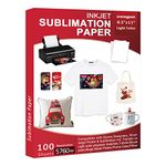 Sublimation Paper 100 Sheets 8.5 x 11 Inches 120gsm, for Any Inkjet Printer with Sublimation Ink Epson, Sawgrass, Heat Transfer Sublimation for Mugs T-Shirts Light Fabric