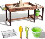 Wooden Sand Table for Kids Ages 3-8, Kids Naturally Playful Sand and Water Activity Sensory Table, Toddler Summer Outdoor Toys for Boys Girls