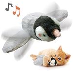 KreizyGo Cat Toys, Flapping Wings Penguin Catnip Toys, Vivid Chirping, Simulation Bird Interactive Cat Toy for Kitten Kitty Exercise, Fluffy Plush Dog Toys, Touch Activated, Rechargeable