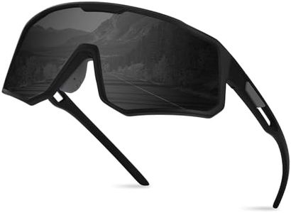 WASAIKKU Polarized Sports Sunglasses for Men Women Driving Fishing Golf Cycling with UV400 Protection Outdoor Sun glasses (Black matte frame with Black lens)