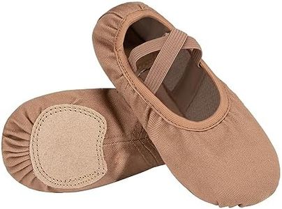 Stelle Ballet Shoes Toddler Slippers Highly Elastic Canvas Girls Ballerina Dance Shoes for Toddler/Little Kid/Big Kid/Women(Tan,7MB)