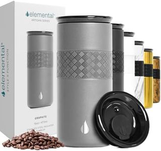 Elemental Artisan Insulated Tumbler, Triple Wall Coffee Travel Mug, Reusable Stainless Steel Coffee Tumbler with Ceramic Lid, Thermal Coffee Cups for Hot (6 Hrs) & Cold (18 Hrs), 16oz - Graphite