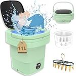 Portable Washing Machine, Mini Portable Washer Machine, 11L Foldable Small Smart Laundry Machine with 3 Cleaning Modes for Baby Clothes, Underwear, Camping, RV, Travel