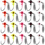 Fishing Jig Head Hooks,20pcs Fishing Lure Bass Crappie Jig Head with Eyes Ball Spinner Blade Spin Jig Hook for Bass Trout Walley 1/16oz-20PCS