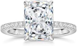 Michooyel S925 4ct Radiant Cut Cubic Zirconia Engagement Rings For Women Wedding Ring Promise Ring Sterling Silver Wedding Band, K1/2, Gemstone, Cubic Zirconia