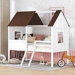 House Bed for Kids,Low Loft Bed Fra