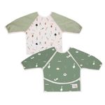 LA PETITE OURSE Long Sleeve Bib - Adjustable with Two Snaps - Lightweight Water-Resistant PUL Material - 6-12 Months - 2 Pack (Ferme)