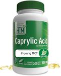 Health Thru Nutrition Caprylic Acid 600mg 200 Softgels | C8 Octanoic Acid from Pure 1g MCT Oil | Non-GMO & Soy Free | Support Healthy Digestive and Intestinal Health | Keto Friendly