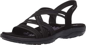 Skechers Women's Reggae Slim Simply Stretch Sandal, Black, 8