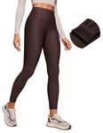 CRZ YOGA Womens High Waisted Fleece Lined Leggings 25 Inches - Winter Warm Thick Thermal Soft Workout Yoga Pants Hot Fudge Brown Small