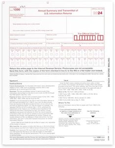 NextDayLabels - 1096 Transmittal 2024 Tax Forms, for Laser or Inkjet Printers, Quickbooks and Other Accounting Software Compatible (Pack of 10 - for 2024)