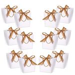 Gift Bags with Handles- WantGor 10.6x7.9x3.6inch Paper Party Favor Bag Bulk with Bow Ribbon for Birthday Wedding/Bridesmaid Celebration Present Classrooms Holiday(White, Medium-12 Pack)