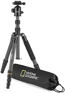 National Geographic Travel Photo Tripod Kit with Monopod, Carbon Fibre, 5-Section Legs, Twist Locks, Load up 8kg, Carrying Bag, Ball Head, Quick Release, NGTR004TCF