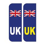 Landing Designs Pack of 2 Uk Car Stickers Uk Flag Reg Plate Self Adhesive Vinyl for Car Van Lorry