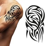 Tatodays Temporary tattoo stick on black maori tribal body art sticker transfer for arms shoulder Aztec Polynesian Samoan Hawaiian for adult men and women… (Aztec)