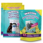 Vamoosh Pet Hair Dissolver (2x 100g Sachet) & Vamoosh 6-in-1 Washing Machine Cleaner (1x 150g Sachet) Bundle, Removes Hair, Cleans Pet Bed & Machine, 3 Washes
