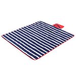 Yello BGG1610 Fleece Folding Outdoor Picnic Rug Waterproof Backing - Blue Stripe, 2x135x120 cm