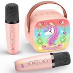 Dislocati Unicorn Gifts for Girls,Kids Microphone Girls Birthday Presents Girls Toys Age 3-12 Year Old Girls Gifts Wireless Bluetooth Speaker Karaoke Machine 2 Microphones for Kids Karaoke Microphones