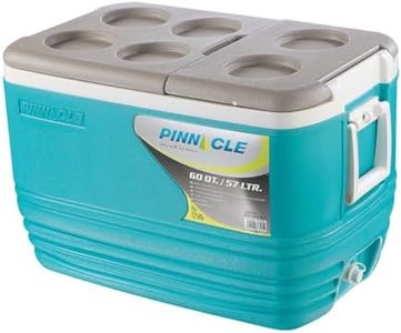 Pinnacle's 57 ltrs Eskimo Hard Cooler : Holds Ice up to 100 Hours | Fits 75 cans| BPA-Free | Cup Holders | Tap for Easy Draining |Portable Ice Cooler for Travel & Parties (Hydra)