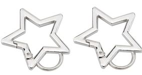 2Pcs Silver Star Shaped Stainless Steel Keychain Clip Carabiner Snap Hook Holder Star Carabiner Hook Clip Key Holder Carabiner Clip for Keys and Wallet with Key Chain Rings Accessories