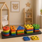 Storio Geometric Angle Blocks, Sorting & Stacking Toys for Toddlers and Kids Preschool, Color Stacker Shape Sorter Gift Educational Blocks Learning Toy for 1 2 3 Years Boys and Girls, 26 Pcs