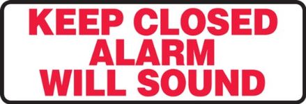 Accuform Signs MABR504VP Plastic Safety Sign, Legend "Keep Closed Alarm Will Sound", 4" Length x 12" Width x 0.055" Thickness, Red on White