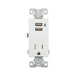 Cooper Wiring Devices TR7740-W USB Charger with Tamper Resistant Receptacle, White