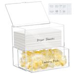 Simetufy Dryer Sheet Holder, Dryer Sheet Container, Acrylic Dryer Sheet Dispenser, Clear Laundry Room Organizer and Storage with Laundry Room Labels for Dryer Sheets, Laundry Pods, Dryer Balls