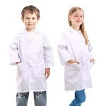 Beautyshow Kids Lab Coats, Boys Girls White Lab Coat, Children Cotton Medical Lab Coat Doctors Coat Science Lab Coats Laboratory Coat Fancy Dress Costumes School Student Child Role Play Dress Up, S