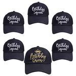 6 Pack Birthday Party Hats Funny Birthday Queen Squad Embroidery Adjustable Black Baseball Cap for Women