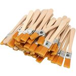 HAKZEON 60 PCS 13 x 1.5cm Wide Small Paint Brushes, Chip Artist Paintbrushes Bulk, Flat Bristle Paint Brush Set with Wood Handle, Chalk Paint Varnish Brush Keyboard Brush for Cleaning, DIY, Decorating