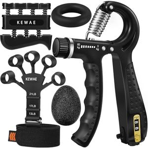 Grip Strength Trainer with Hand Grip Strengthener, Finger Exerciser, Hand Extension Exerciser and Forearm Workout Ring for Muscle Building and Injury Recovery for Athletes